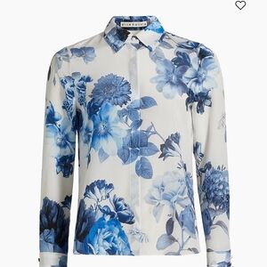 Alice & Olivia Willa Floral Print Button-Up Blouse Size S